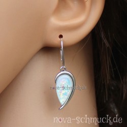Silber Damen Ohrringe mit weißem Opal