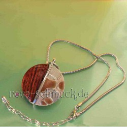 Modeschmuck Halskette in Silber und Holz Look